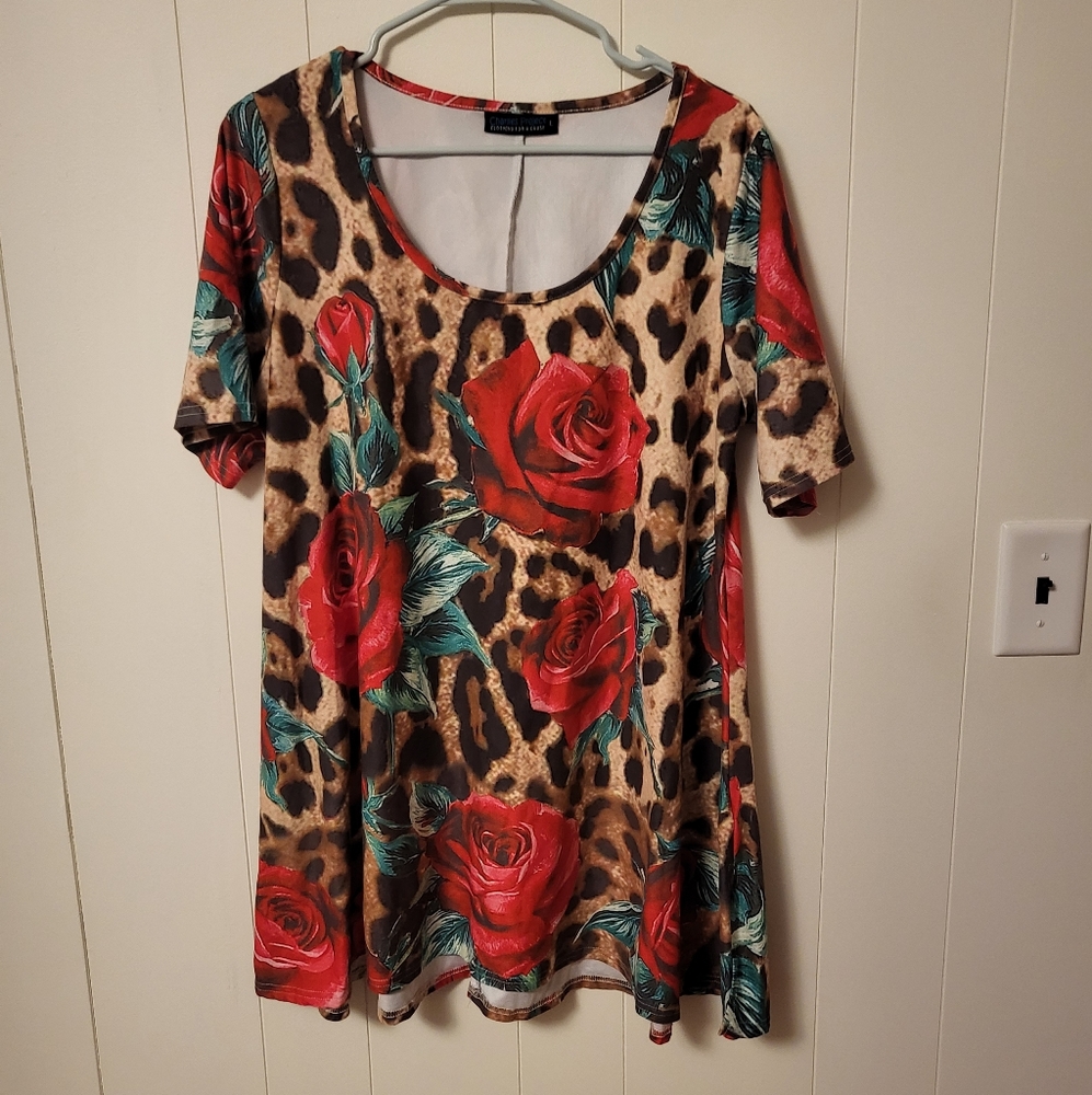 Leopard and Rose print Top